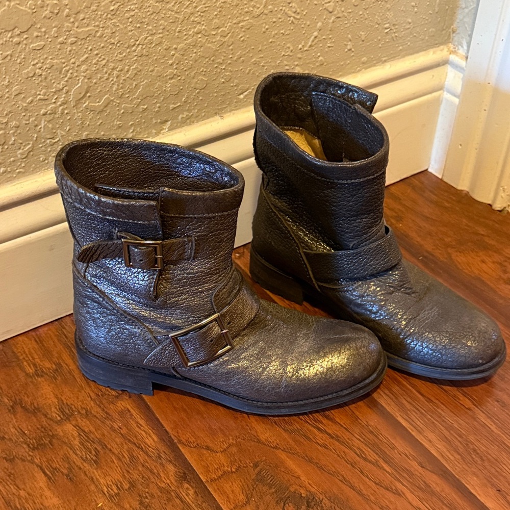 Jimmy Choo Textured Black Leather Boots
